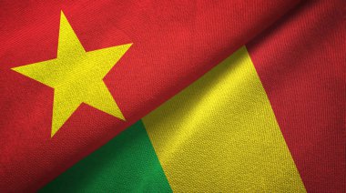 Vietnam ve Mali iki bayraklar tekstil kumaş, kumaş doku