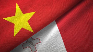 Vietnam ve Malta iki bayraklar tekstil kumaş, kumaş doku