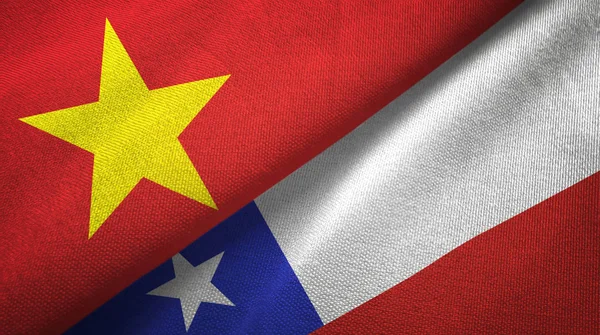 Vietnam og Chile to flagg tekstilstoff, tekstur – stockfoto