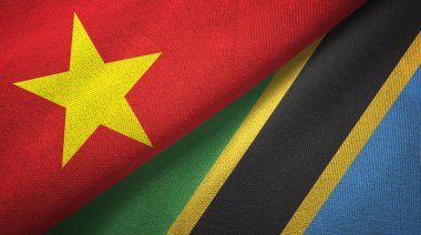 Vietnam ve Tanzanya iki bayraklar tekstil kumaş, kumaş doku