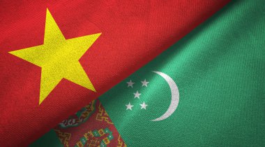 Vietnam ve Türkmenistan iki bayrak tekstil kumaş, kumaş doku
