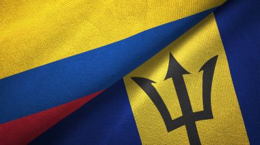 Kolombiya ve Barbados iki bayraklar tekstil kumaş, kumaş doku 