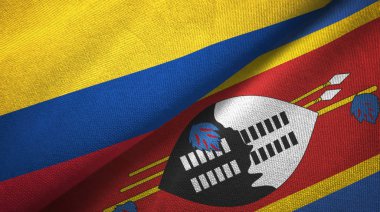 Kolombiya ve Eswatini Svaziland iki bayrak tekstil bezi