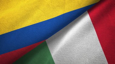 Kolombiya ve İtalya iki bayraklar tekstil kumaş, kumaş doku