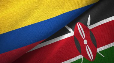 Kolombiya ve Kenya iki bayraklar tekstil kumaş, kumaş doku