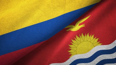 Kolombiya ve Kiribati iki bayraklar tekstil kumaş, kumaş doku