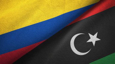Kolombiya ve Libya iki bayrak tekstil kumaş, kumaş doku