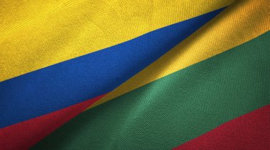 Kolombiya ve Litvanya iki bayraklar tekstil kumaş, kumaş doku