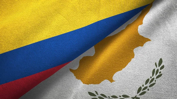 Colombia and Cyprus two flags textile cloth, fabric texture — Stock Photo, Image