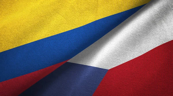 Colombia and Czech Republic two flags textile cloth, fabric texture — Stock Photo, Image