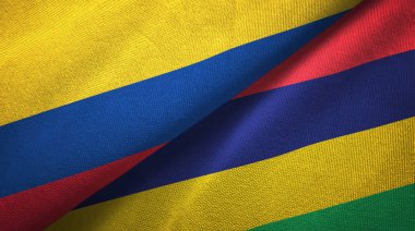 Kolombiya ve Mauritius iki bayraklar tekstil kumaş, kumaş doku
