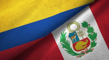 Kolombiya ve Peru iki bayraklar tekstil kumaş, kumaş doku