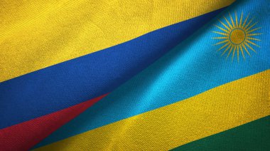 Kolombiya ve Ruanda iki bayrak tekstil kumaş, kumaş doku