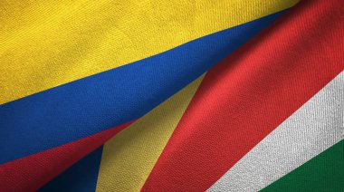Kolombiya ve Seyşeller iki bayrak tekstil kumaş, kumaş doku