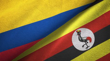 Kolombiya ve Uganda iki bayraklar tekstil kumaş, kumaş doku