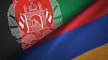 Afganistan ve Ermenistan iki bayrak tekstil kumaş, kumaş doku 
