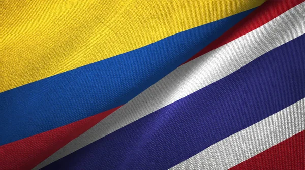 Colombia and Thailand two flags textile cloth, fabric texture