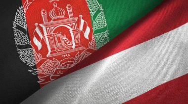 Afganistan ve Avusturya iki bayrak tekstil kumaş, kumaş doku 