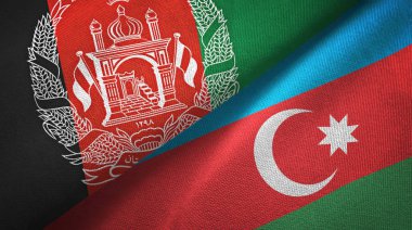 Afganistan ve Azerbaycan iki bayrak tekstil kumaş, kumaş doku 