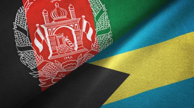 Afganistan ve Bahamalar iki bayrak tekstil kumaş, kumaş doku 