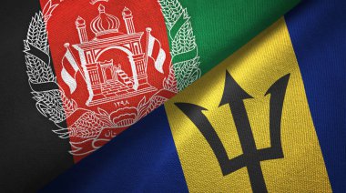 Afganistan ve Barbados iki bayraklar tekstil kumaş, kumaş doku 