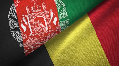 Afganistan ve Belçika iki bayrak tekstil kumaş, kumaş doku 