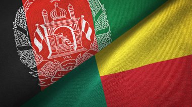 Afganistan ve Benin iki bayrak tekstil kumaş, kumaş doku 