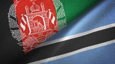 Afganistan ve Botsvana iki bayrak tekstil kumaş, kumaş doku 