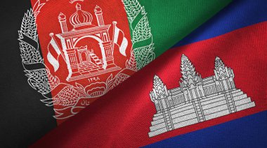 Afganistan ve Kamboçya iki bayraktekstil kumaş, kumaş doku 