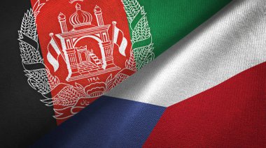 Afganistan ve Çek Cumhuriyeti iki bayrak tekstil kumaş, kumaş doku