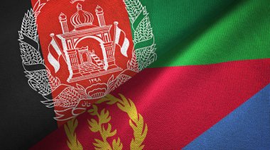 Afganistan ve Eritre iki bayrak tekstil kumaş, kumaş doku