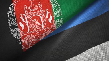 Afganistan ve Estonya iki bayrak tekstil kumaş, kumaş doku