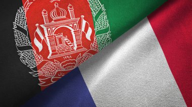Afganistan ve Fransa iki bayraklar tekstil kumaş, kumaş doku