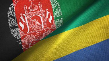 Afganistan ve Gabon iki bayraklar tekstil kumaş, kumaş doku
