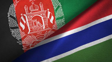 Afganistan ve Gambiya iki bayrak tekstil kumaş, kumaş doku