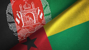 Afganistan ve Gine-Bissau iki bayrak tekstil kumaş, kumaş doku