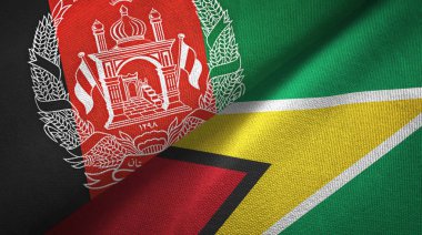 Afganistan ve Guyana iki bayrak tekstil kumaş, kumaş doku