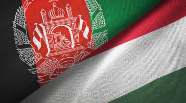 Afganistan ve Macaristan iki bayrak tekstil kumaş, kumaş doku