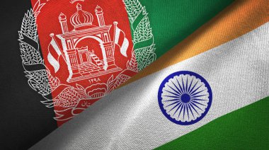 Afganistan ve Hindistan iki bayrak tekstil kumaş, kumaş doku