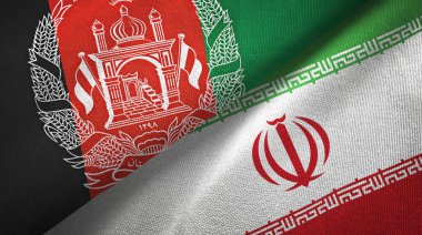 Afganistan ve İran iki bayrak tekstil kumaş, kumaş doku