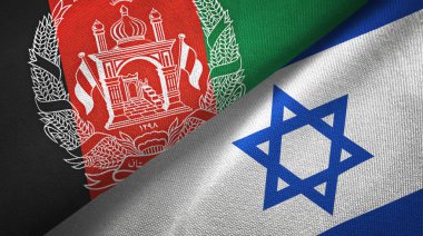 Afganistan ve İsrail iki bayrak tekstil kumaş, kumaş doku
