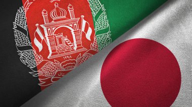 Afganistan ve Japonya iki bayraklar tekstil kumaş, kumaş doku
