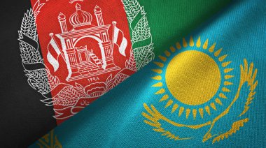 Afganistan ve Kazakistan iki bayrak tekstil kumaş, kumaş doku