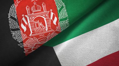 Afganistan ve Kuveyt iki bayrak tekstil kumaş, kumaş doku