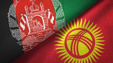 Afganistan ve Kırgızistan iki bayrak tekstil kumaş, kumaş doku