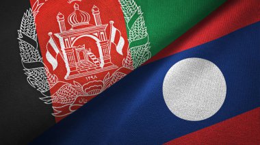 Afganistan ve Laos iki bayrak tekstil bezi.