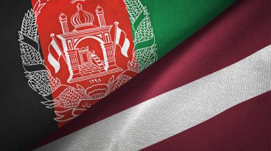 Afganistan ve Letonya iki bayrak tekstil kumaş, kumaş doku