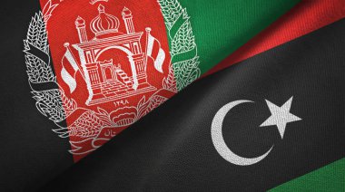 Afganistan ve Libya iki bayrak tekstil kumaş, kumaş doku