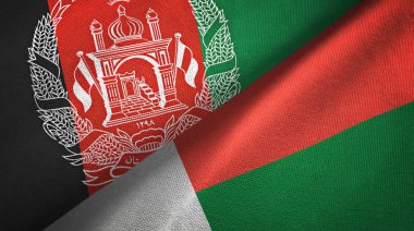 Afganistan ve Madagaskar iki bayrak tekstil kumaş, kumaş doku
