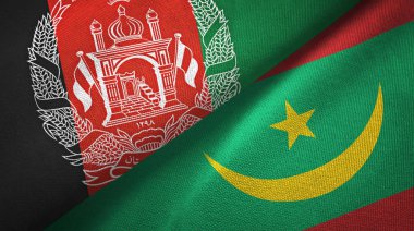 Afganistan ve Moritanya iki bayrak tekstil kumaş, kumaş doku